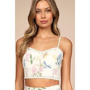 Lulus Sweet At Heart White Floral Embroidered Two-piece Midi Dress - Size M